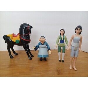 Disney Mulan Figure Lot Of 4 Poseable Grandmother Fa , Mulan , horse